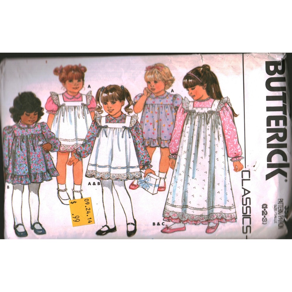 Vintage Butterick 3554 Kids Dress Pinafore Sewing Pattern Size 1 Classics